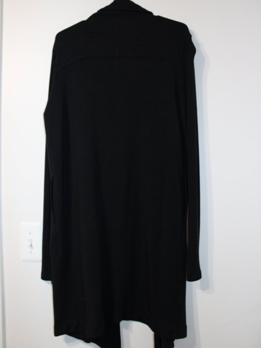 Athleta Women's Black Open Front Longline Draped Cardigan with Pockets - Picture 4 of 14